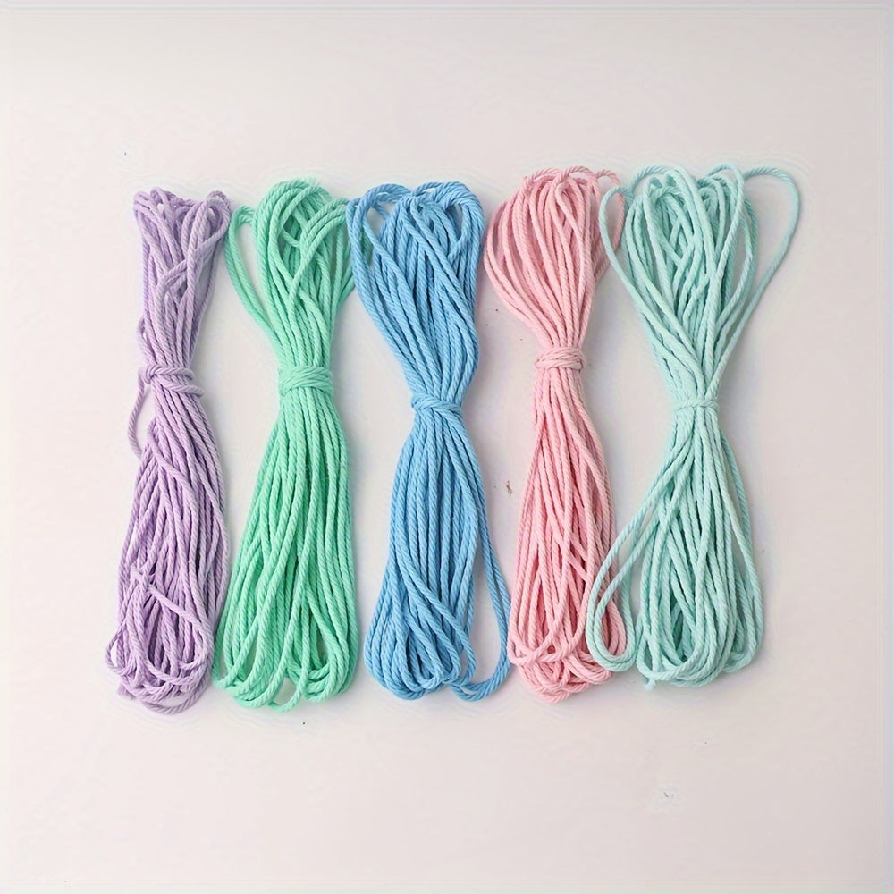 Colorful 3mm 22 Yards Macrame Cord 4 Strand Cotton Rope