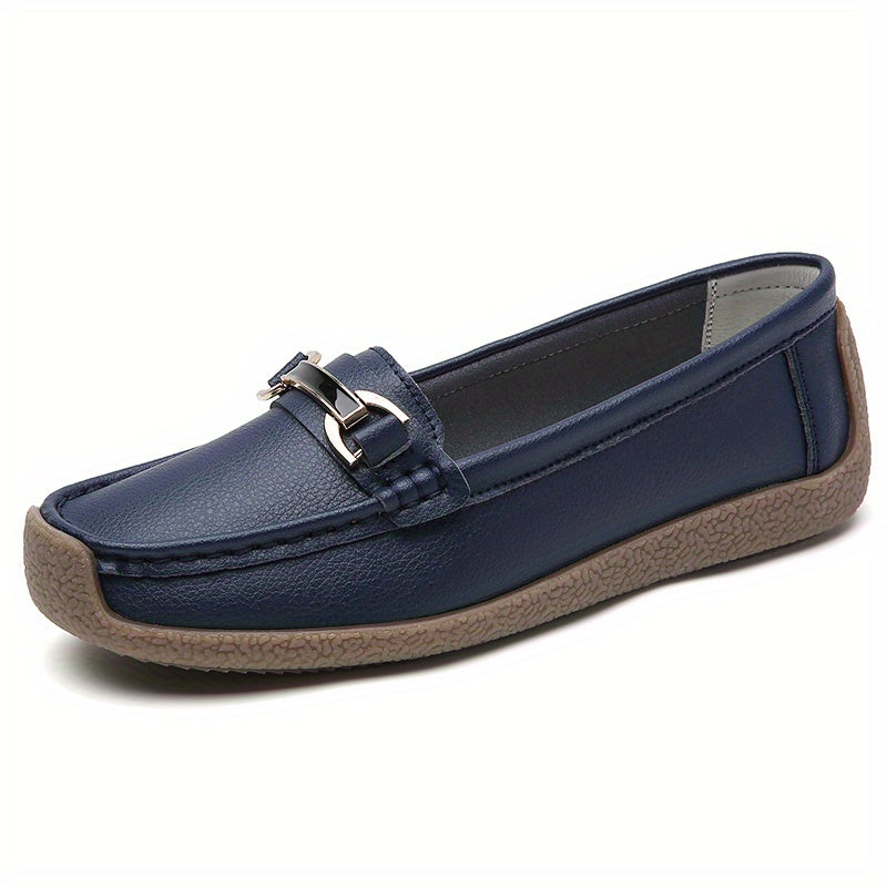 Women's Metal Decor Loafers Slip On Shoes Walking Shoes