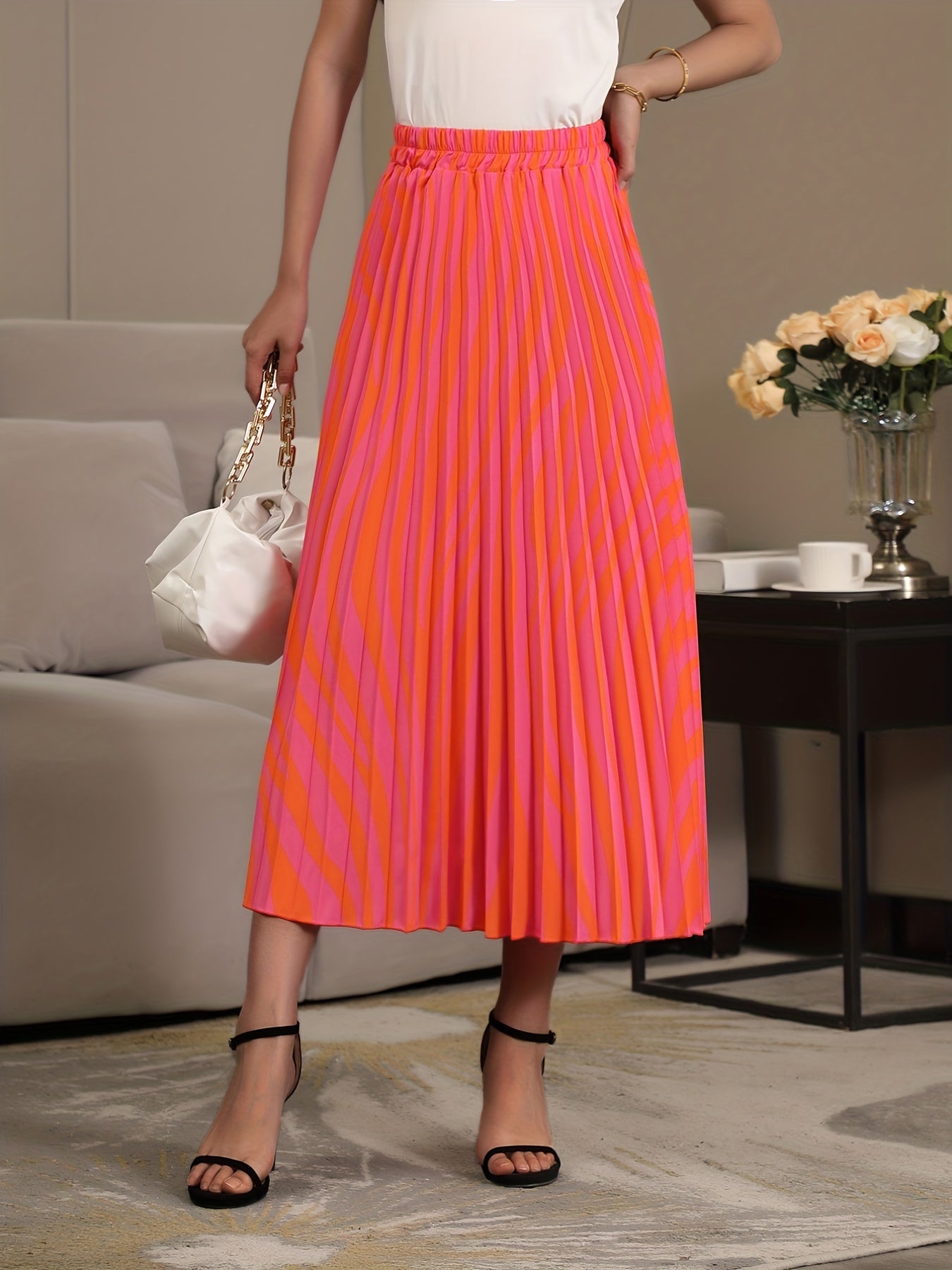 High Waisted Pleated Skirt for Women