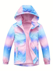 Girls Gradient Tie Dye Hooded Jacket for Spring Fall Winter