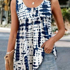 Tie Dye Tank Top Sleeveless Crew Neck Casual Summer Women's Clothing