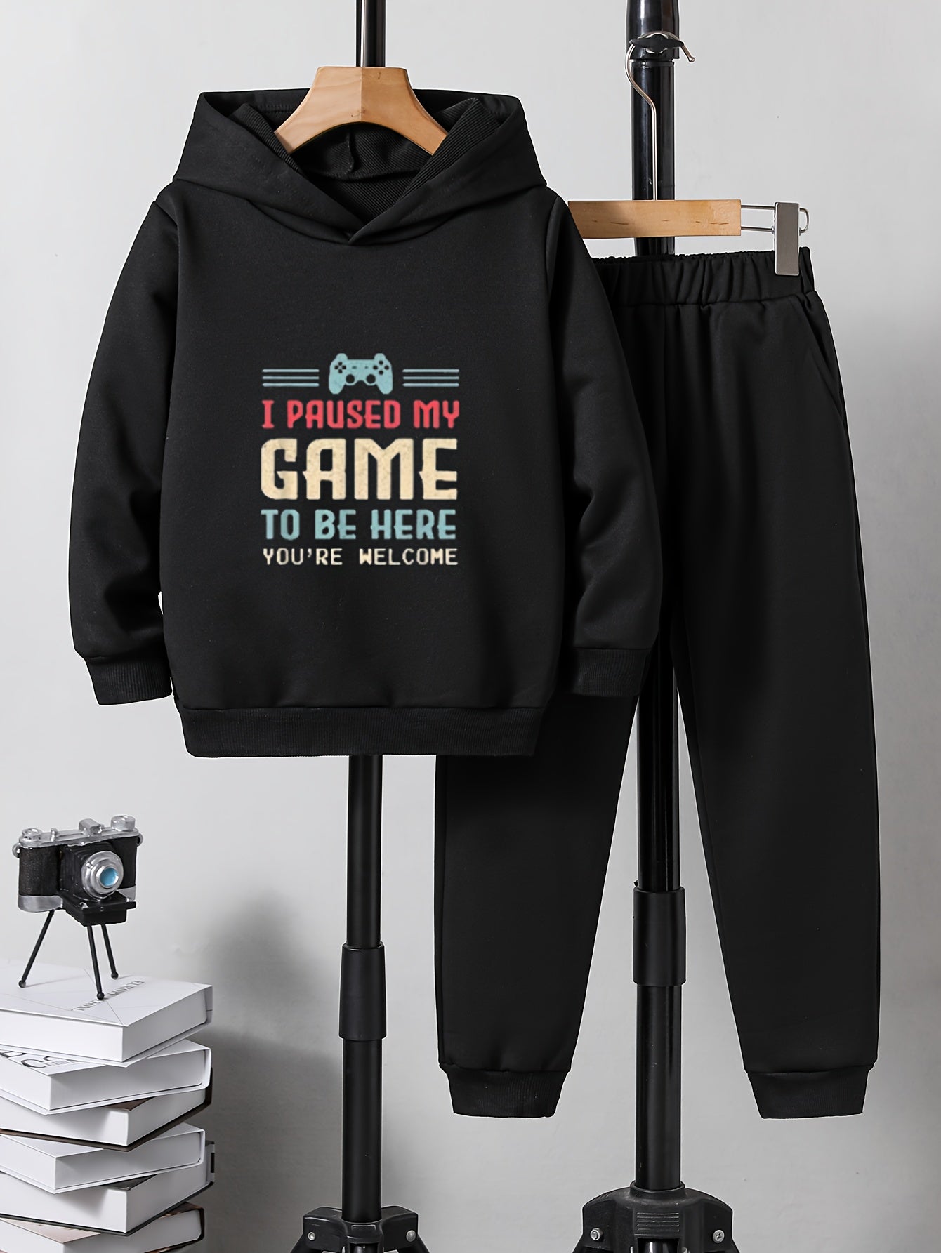 Boys Casual Long Sleeve Hooded Sweatshirt & Sweatpants Set