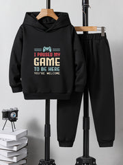 Boys Casual Long Sleeve Hooded Sweatshirt & Sweatpants Set