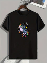 Halloween Reaper & Unicorn Print Men's Sports Tee