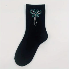 Butterfly Rhinestone Socks Crew Socks Women's Stockings