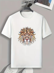 Lion Pattern Print Men's Sports T-shirt - Fitness Clothing for Men