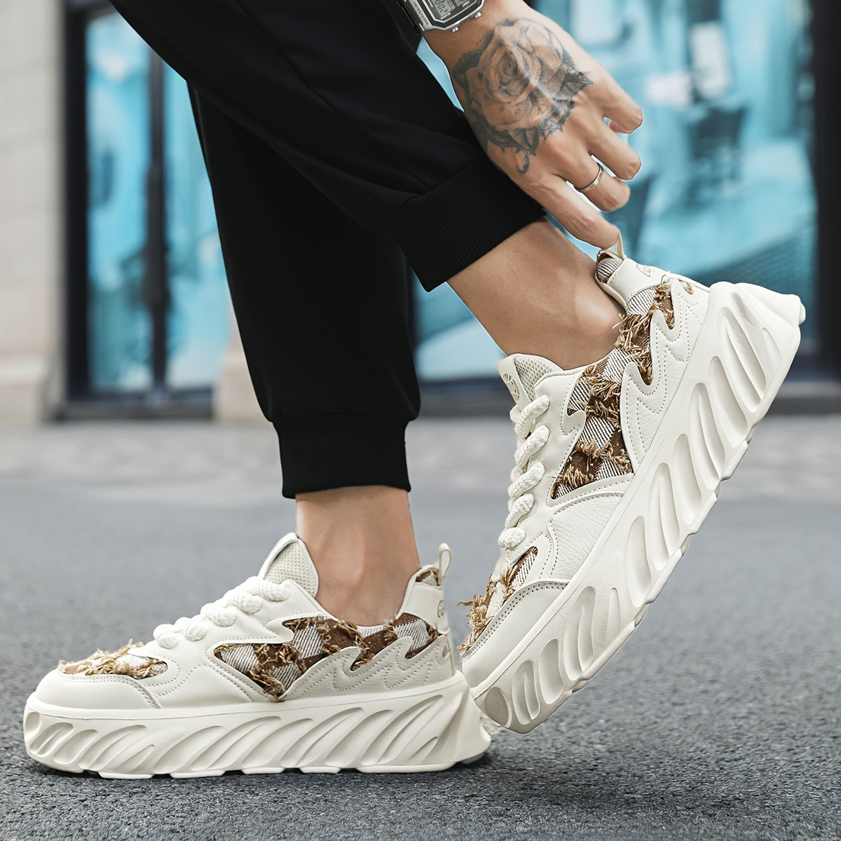 Men's Chunky Skate Shoes Non Slip Lace Up Casual Sneakers