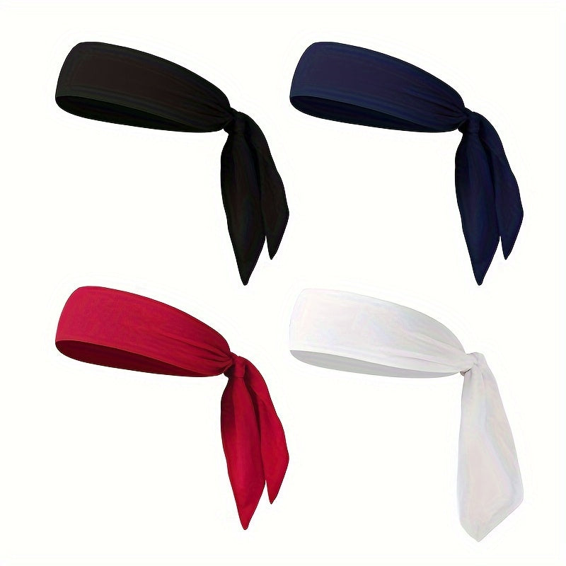 4pcs Solid Winter Men's Tie Long Fitness Hair Band