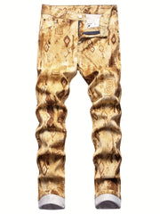 Boys Tie Dye Slim Jeans Denim Pants Street Hip Hop Style For Spring And Autumn
