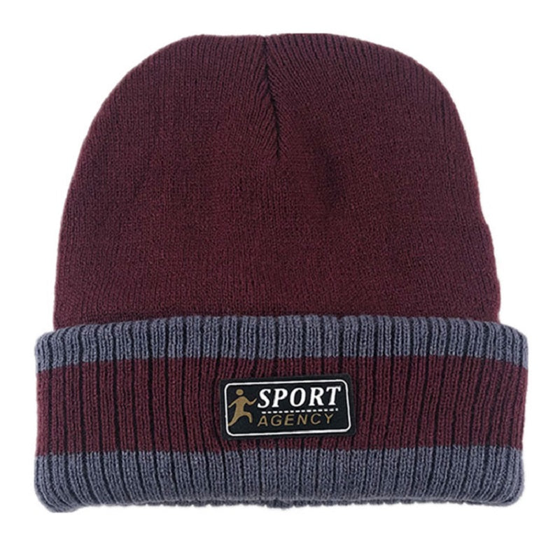 Men's Knitted Hat Plus Velvet Thick Woolen Hat Outdoor Cold Hat