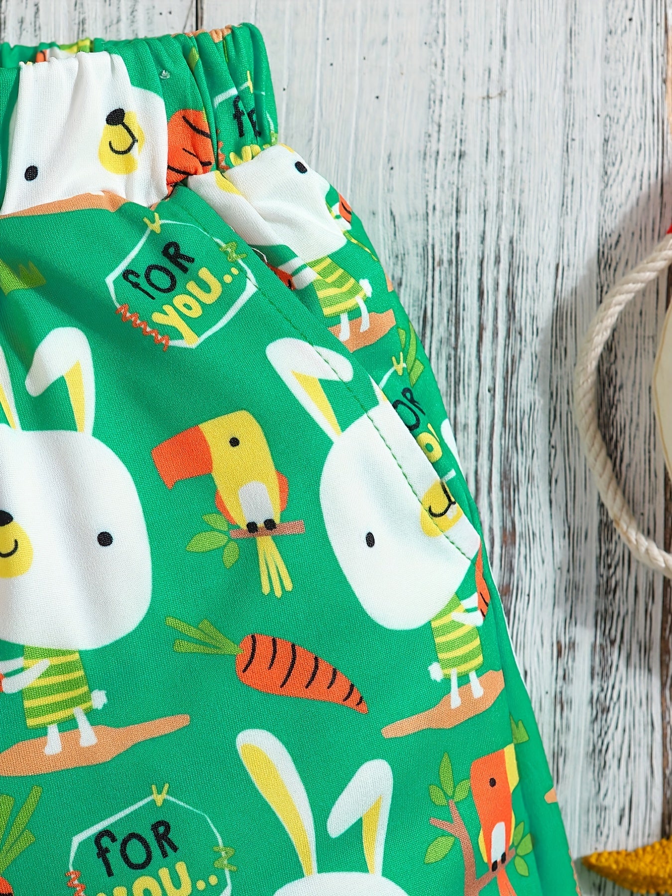 Boys Teen Bunny Graphic Print Elastic Waist Shorts for Summer