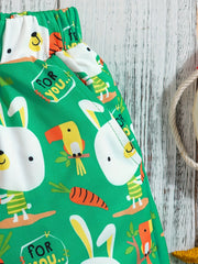 Boys Teen Bunny Graphic Print Elastic Waist Shorts for Summer
