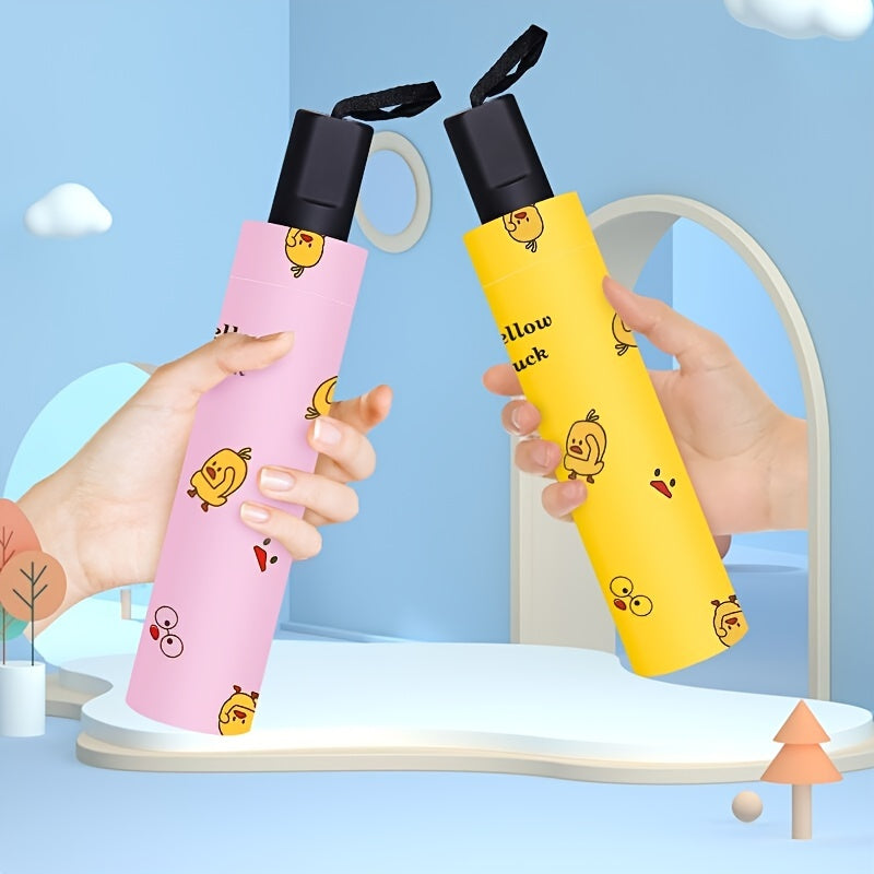 Foldable Lightweight Vinyl Windproof Duck Sunscreen Folding Umbrella