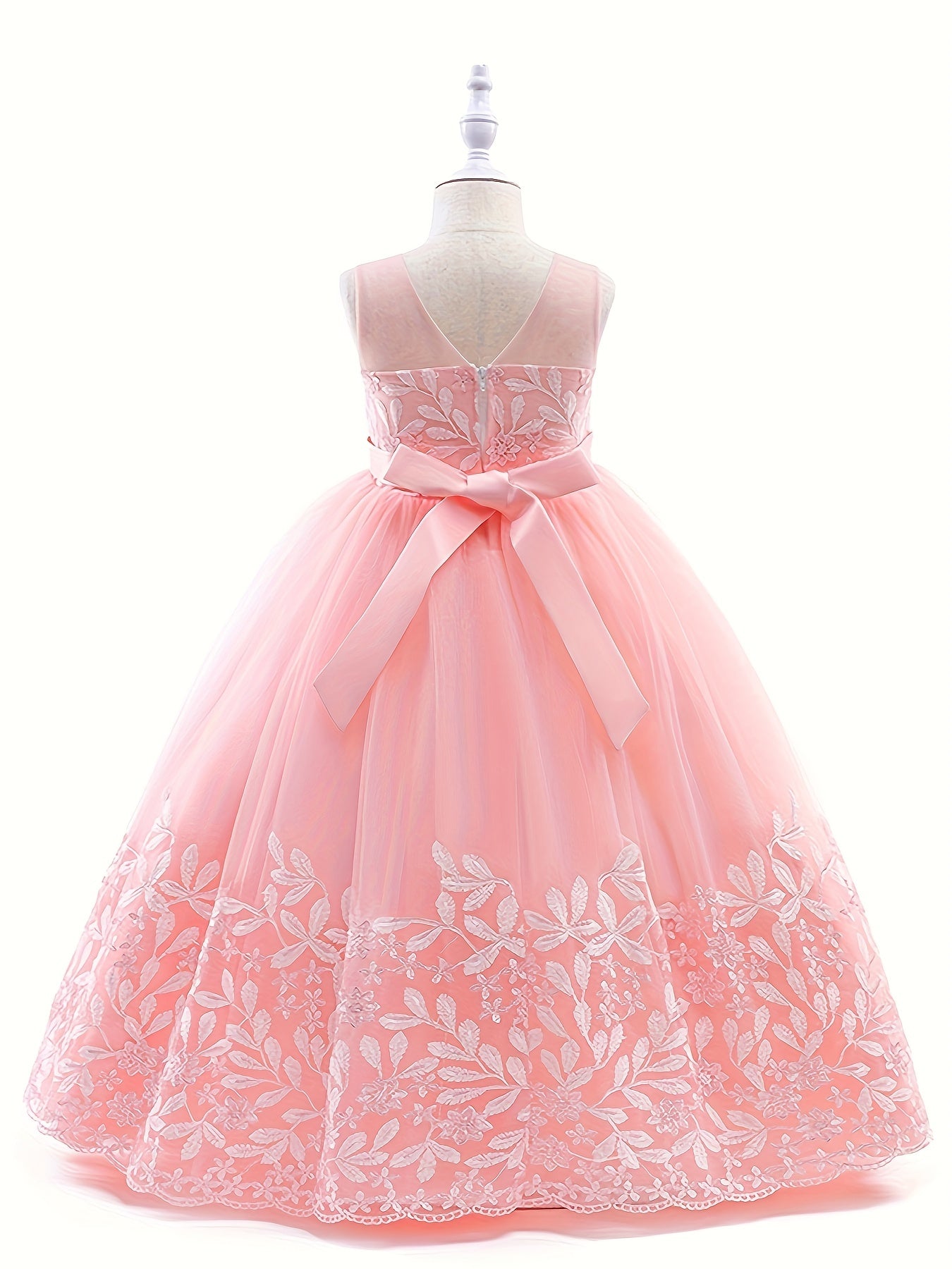Girls' Grace Embroidered Tulle Stitching Formal Maxi Dress