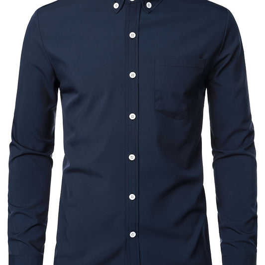 Men s Slim Fit Long-sleeved Button Shirt