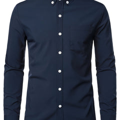 Men s Slim Fit Long-sleeved Button Shirt