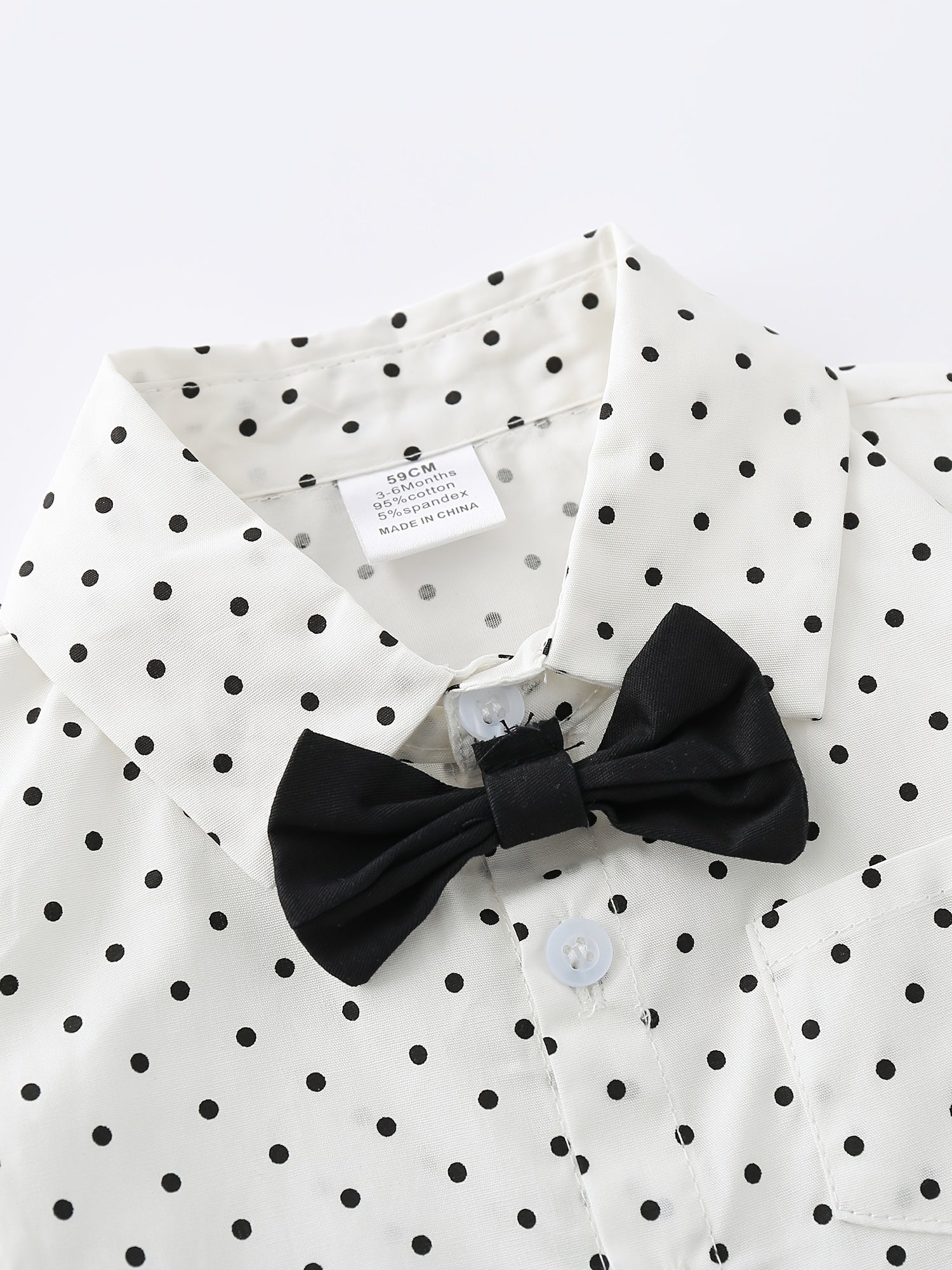 2pcs Baby Boys Polka Dot Long Sleeve Gentleman Outfit Clothes