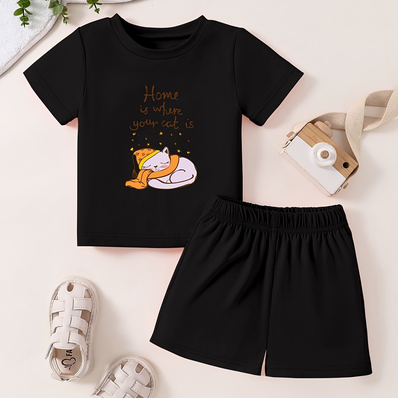 Toddler Kid 2pcs Bottoming Set Short Sleeve T shirt & Matching Shorts