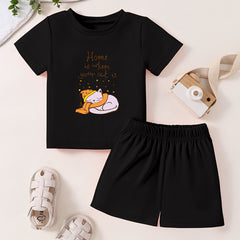 Toddler Kid 2pcs Bottoming Set Short Sleeve T shirt & Matching Shorts