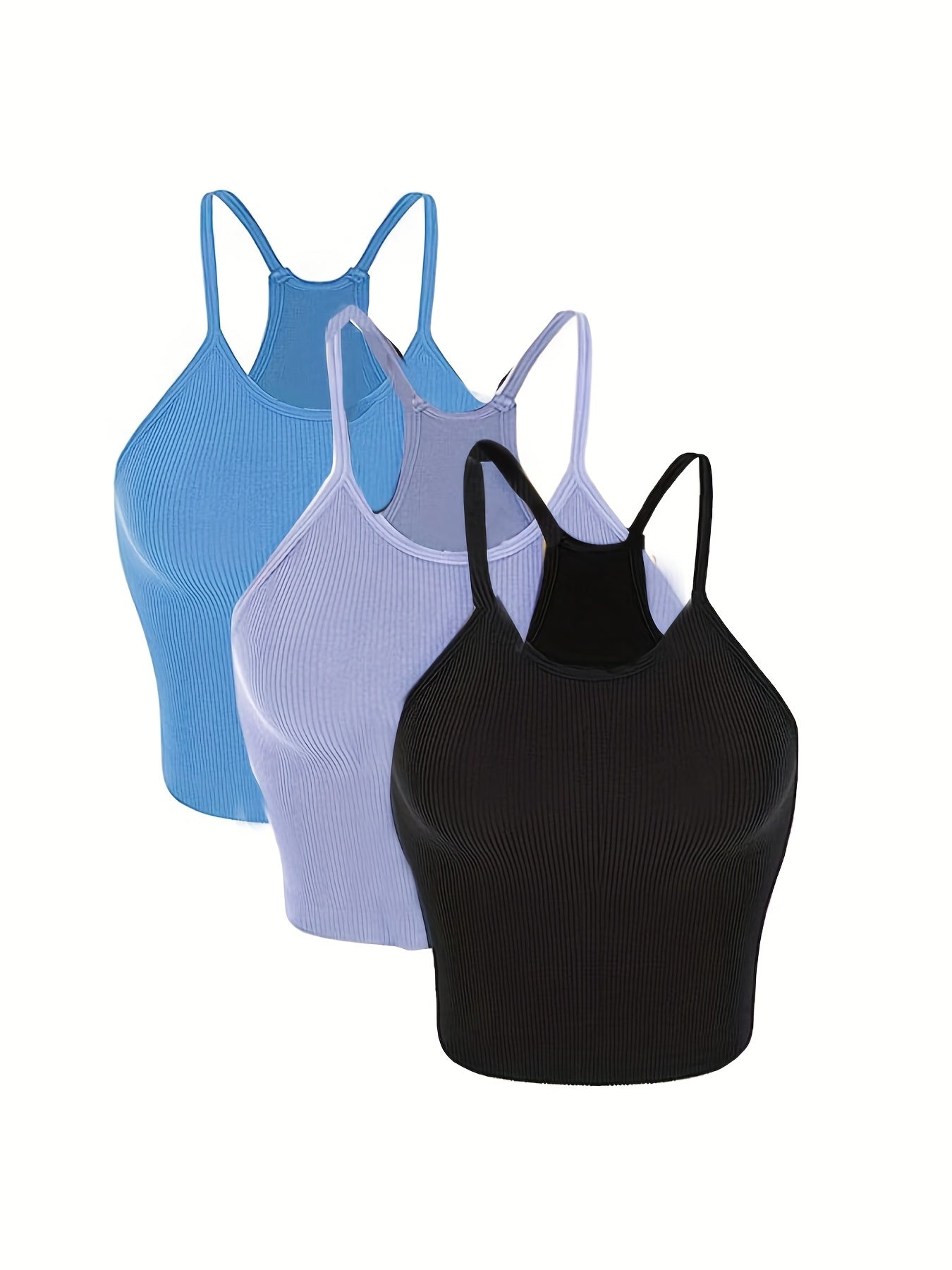 Ribbed Solid Sports Cami Tank Top for Women