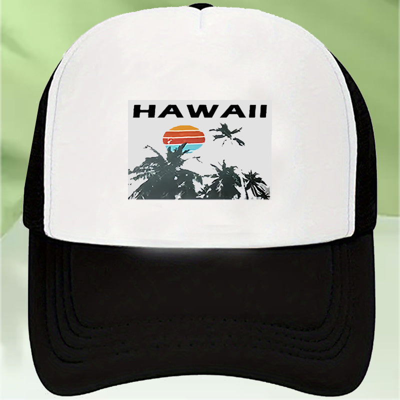 Hawaii Print Colorblock Baseball Cap