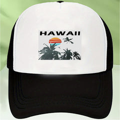 Hawaii Print Colorblock Baseball Cap