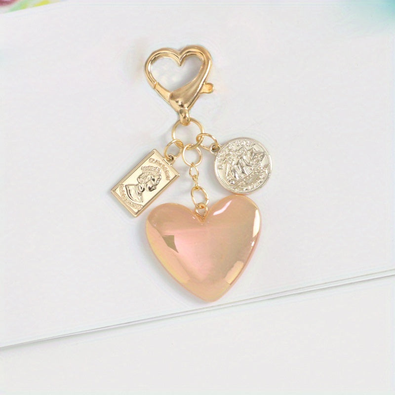 Y2K Glitter Heart Keychain Pendant Bag Accessory