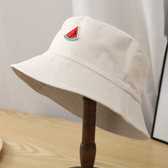 Embroidery Couple Basin Hat Cartoon Watermelon Sunscreen Beach Hat