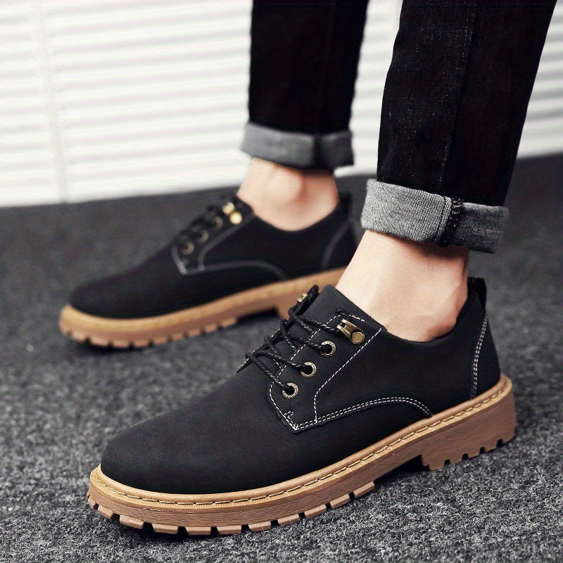 Men's Lace Up Stitched Work Shoe Casual Durable Outdoor Walking Shoes