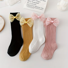 Girls Kids Bowknot Sweet Long Socks Spring Autumn