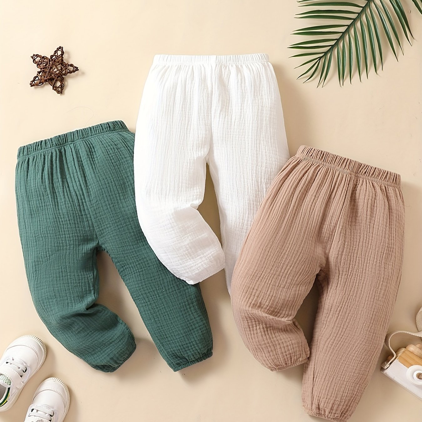3pcs Breathable Comfy Pants Set for Baby Boys Girls