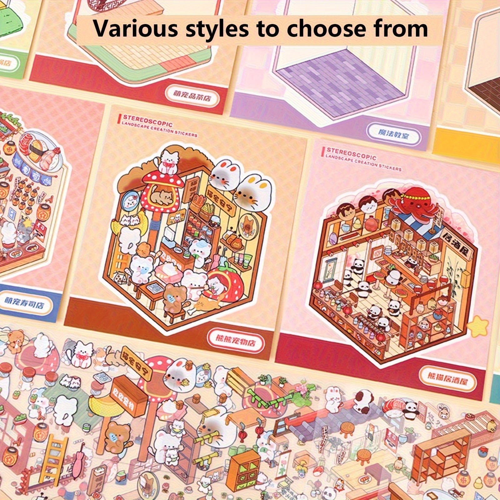 DIY Scrapbook Decoration Sticker Book, 18 Sheets, 6 Themes, Non Cut PET