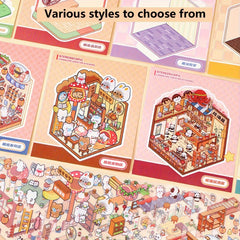 DIY Scrapbook Decoration Sticker Book, 18 Sheets, 6 Themes, Non Cut PET