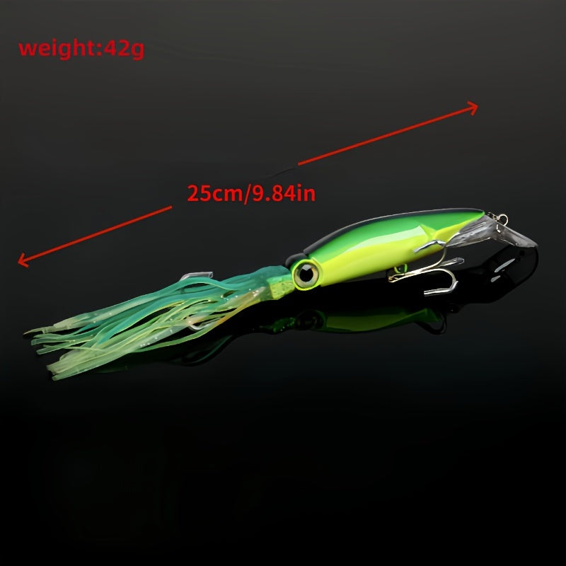 Bionic Squid Sea Fishing Lure Hard Bait w/ Skirt & Treble Hook Winter Tackle