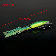 Bionic Squid Sea Fishing Lure Hard Bait w/ Skirt & Treble Hook Winter Tackle