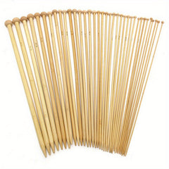 36pcs Bamboo Knitting Needles Set Single Pointed 9.8 Inches Length 18 Sizes
