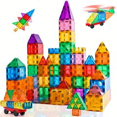 72pcs Magnetic Building Tiles for Kids Educational Stacking Blocks