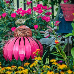 Metal Flower Bird Feeder Stake For Outdoor Garden