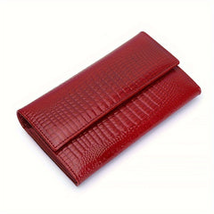 Crocodile Pattern Bifold Wallet for Women | Magnetic Closure | Large Capacity