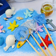 Wooden Fishing Rods with Nets Toy House Decor for Dollhouse