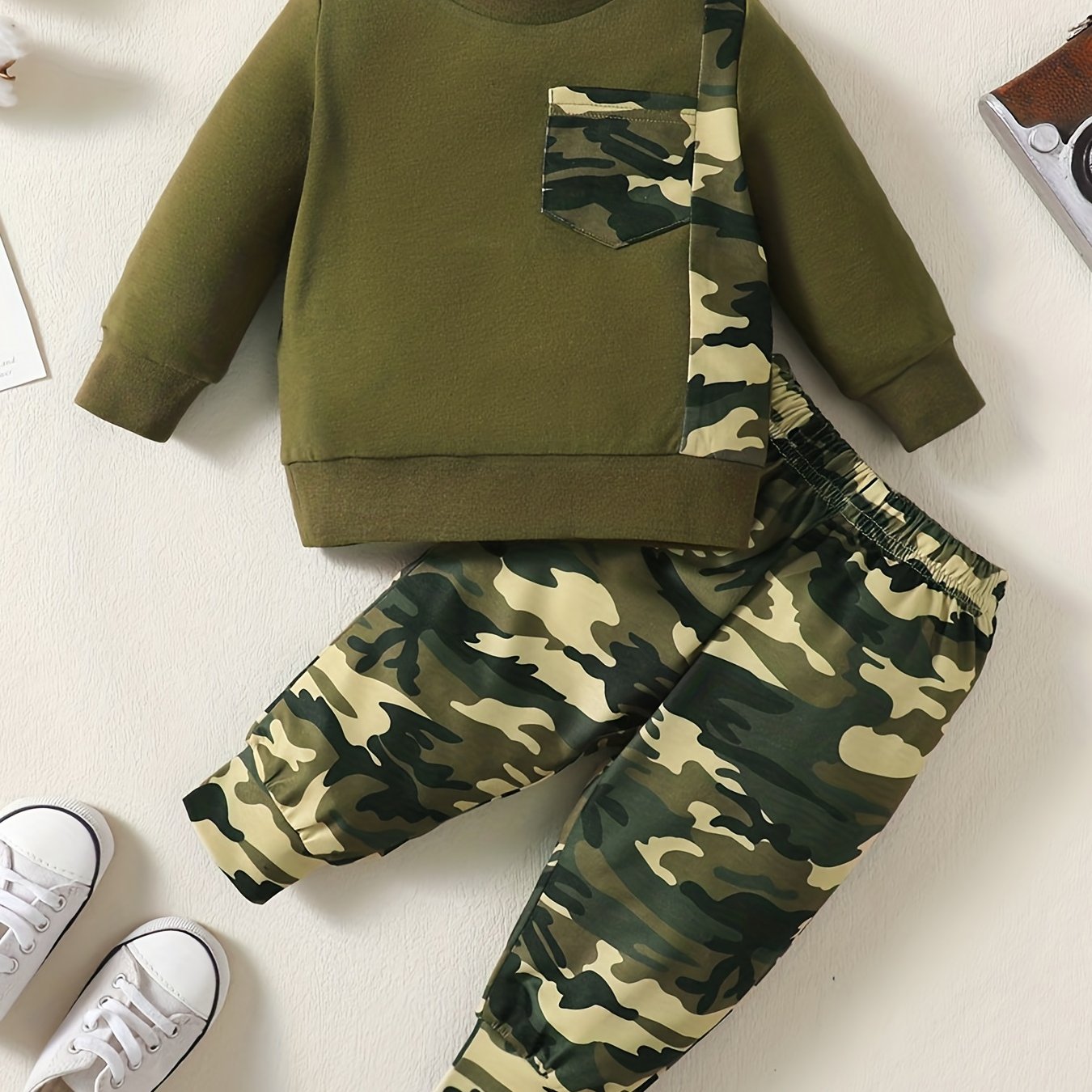 Baby Boys Camo Outfit Sweatshirts & Pants Set