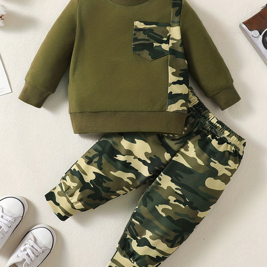 Baby Boys Camo Outfit Sweatshirts & Pants Set