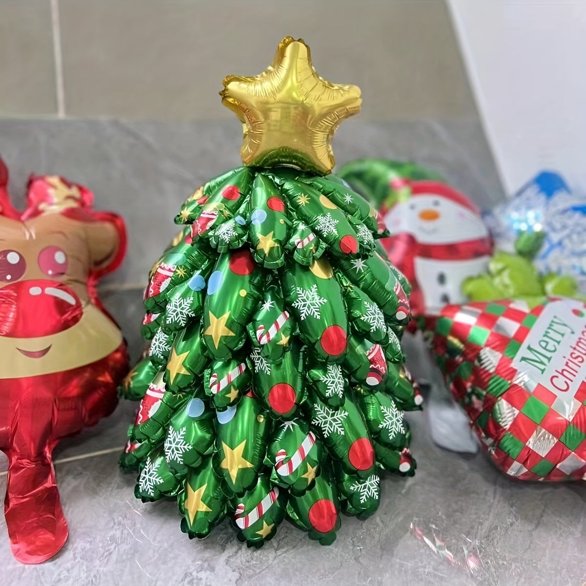 38cm Christmas Tree Foil Balloon - Self Standing - Xmas Party Decor