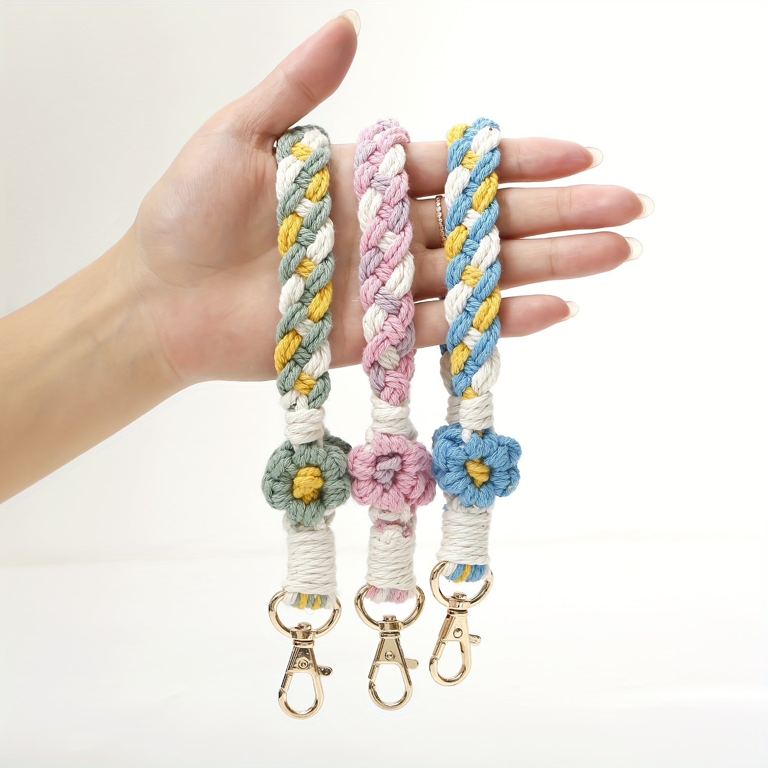 Boho Flower Keychains & Wristbands for Girls
