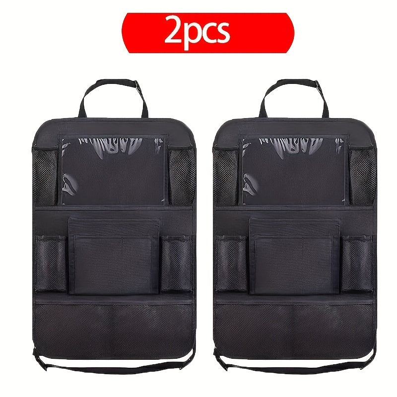 2pcs Car Seat Storage Bag Oxford Fabric Backrest Pocket With Tablet Computer Bra