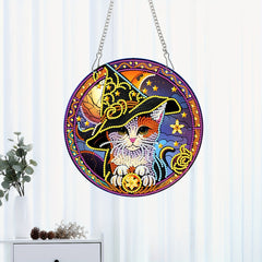 Cat Pattern Artificial Diamond Painting Kit DIY 5D Diamond Art Pendant
