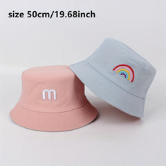 Spring Autumn Kids Bucket Hat Double sided Embroidery M Rainbow Basin Hat