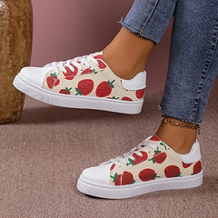 Women's Strawberry Lace up Sneakers Lightweight Walking Shoes