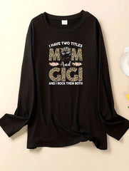 Cartoon Figure & Leopard Letter Print Tee