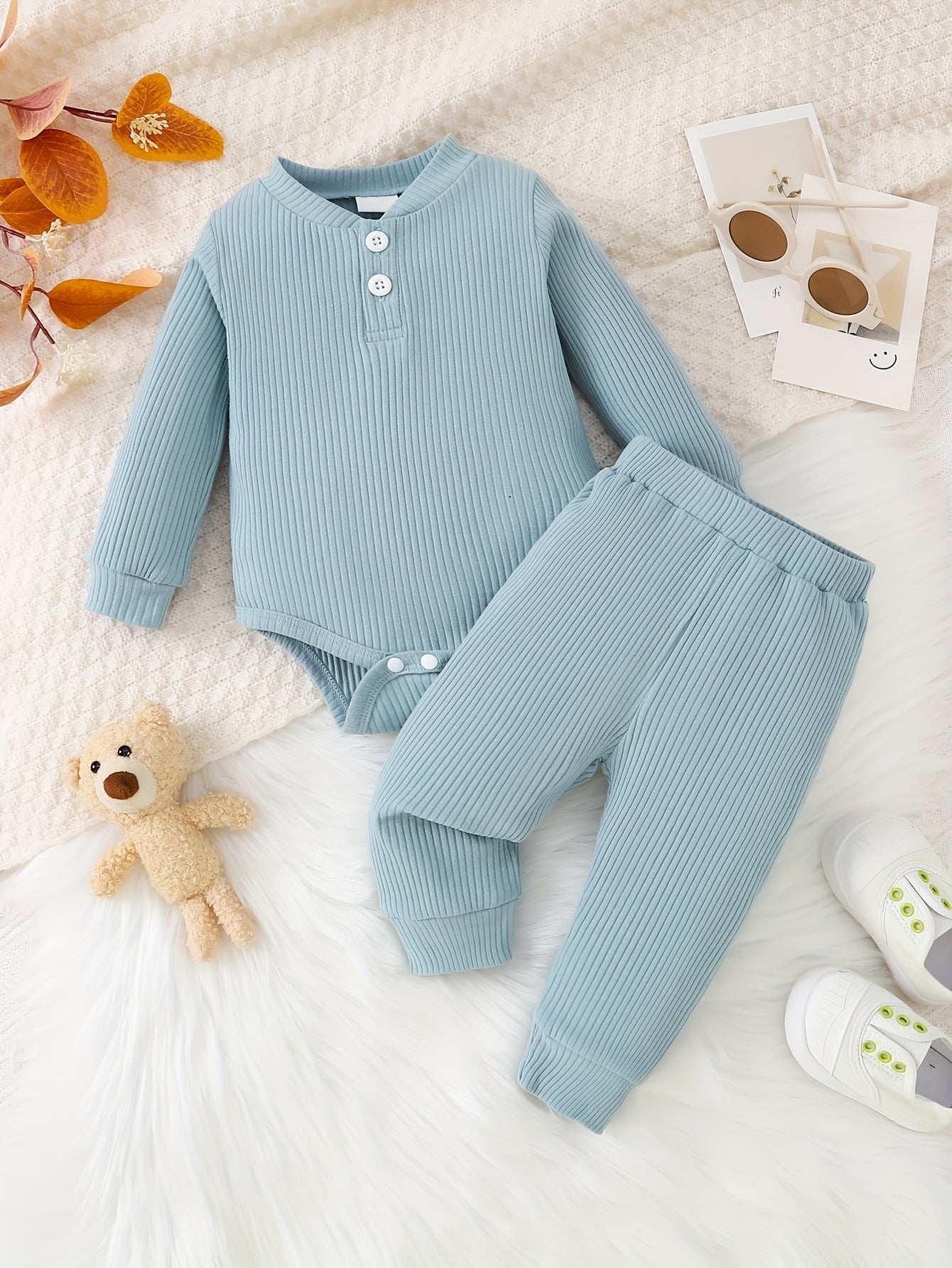 Infant Baby 2pcs Suit Long Sleeve Romper Pants Boys Girls Fall Winter Outfit